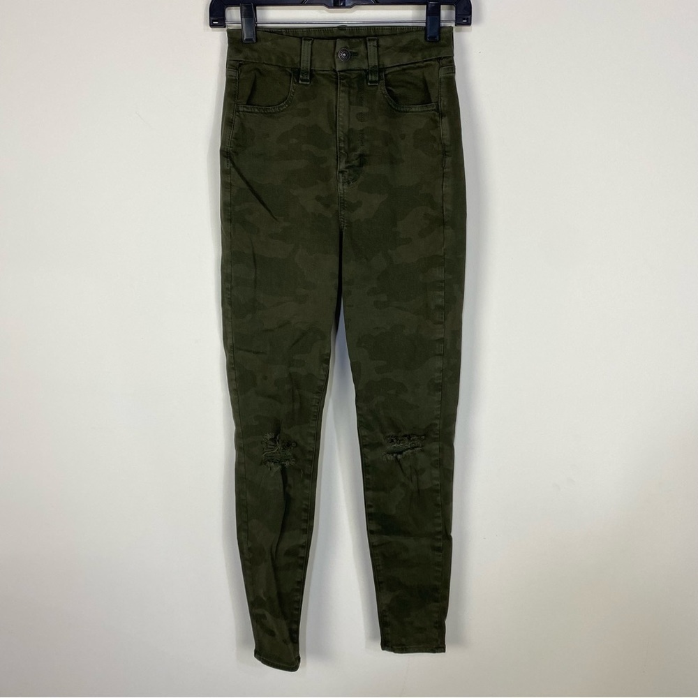 American eagle curvy super hi rise jegging camo denim jeans